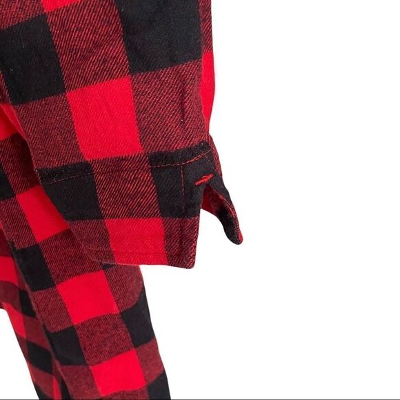 Woolrich Checked Flannel Button Front Long Sleeve Nightgown Black Red M - Picture 5 of 6